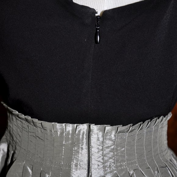 BCBG Black & Silver Knee Length Balloon Style Party Cocktail Dress  Size 2 - Picture 6 of 8